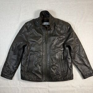 Andrew Marc Men L Authentic Leather Moto Jacket VTG Biker Full zip